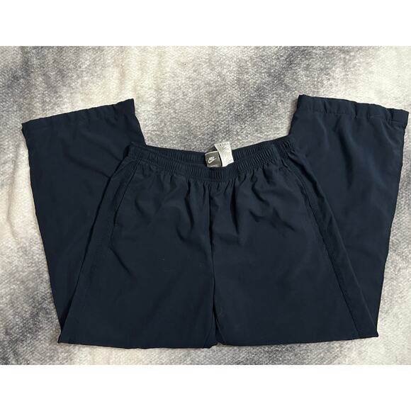 Nike Pants - Nike Y2K Women Nylon Lined Track Straight Leg Sweatpants Navy Blue Large 12 - 14